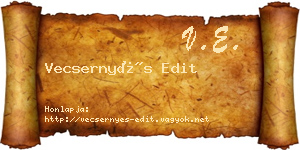 Vecsernyés Edit névjegykártya